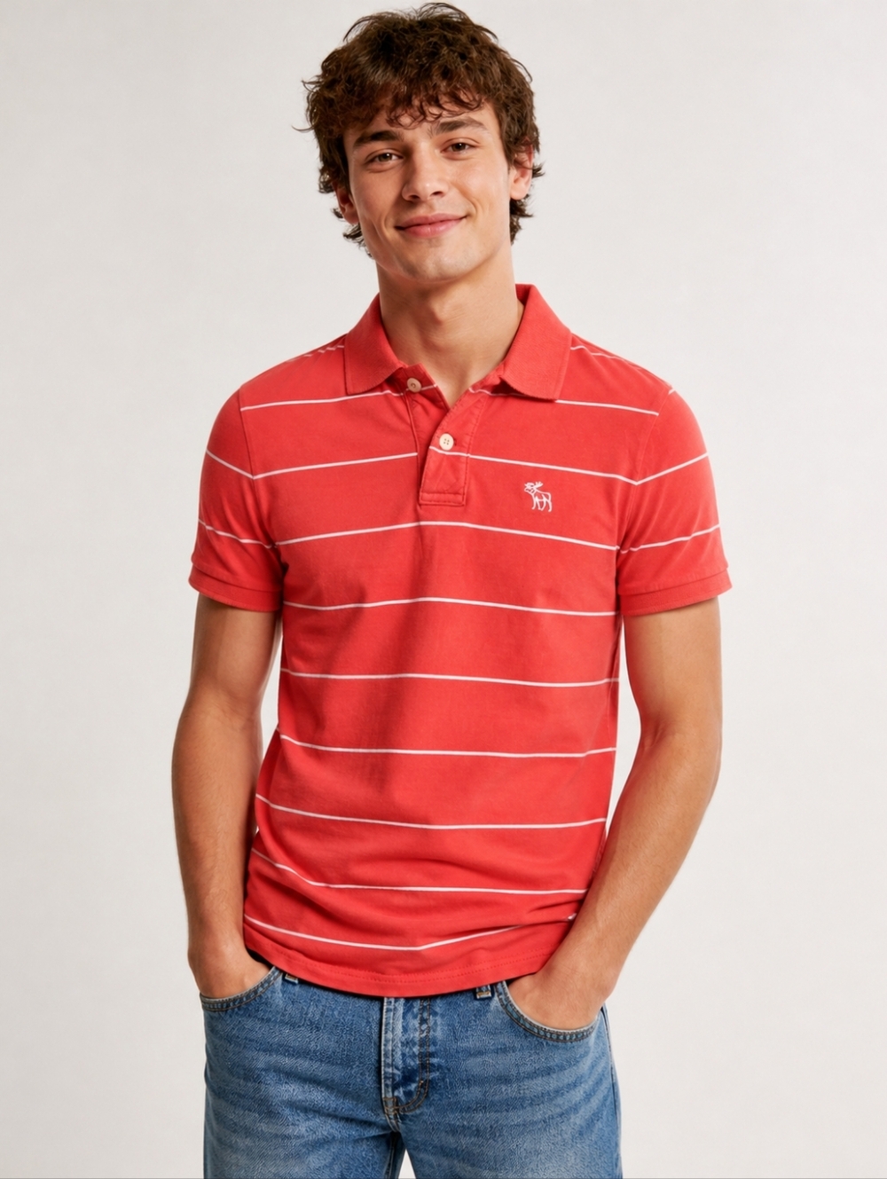 Vtg 90s Y2K Abercrombie & Fitch Mens S Muscle Striped Collared Polo Shirt Orange